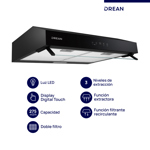 Purificador extractor de 60 cm Negro Drean CUDR604NA