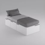 Cama Box EMC 1 Plaza con 3 Cajones y 1 Zapatero Blanco