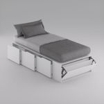 Cama Box EMC 1 Plaza con 3 Cajones y 1 Zapatero Blanco