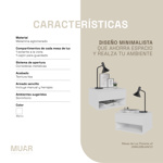 Mesa De Luz Flotante Mesita Colgante Con Cajon Acabado Brillante Blanco