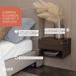 Mesa De Luz Flotante Con Cajon Mesita Colgante Wengue