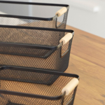 Organizador Canasto Cesto Alacena Cocina Metal Madera 35x22
