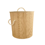 Cesto Canasto Redondo Ropa lavadero/baño Bambu Deco tapa y manijas