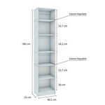 Biblioteca Centro Estant Ken L9p 5 Estante Reg. Melamina 