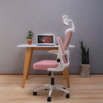 Silla de Escritorio Ergonómica Con Apoya Cabeza y Lumbar Color Rosa