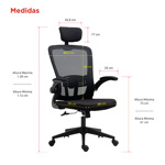 Silla de Escritorio Ergonómica Con Apoya Brazos y Cabeza Color Negro