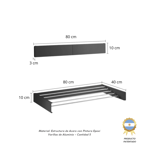 Tender Extensible Acero Para Pared Negro 80cm 5 Varillas