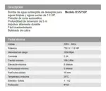 Bomba Sumergible Desagote Agua Sucia 750w 1hp 199 L/min 220v Color Rojo