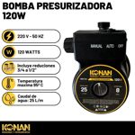Bomba Presurizadora Konan 120W 220V Automatica 25L/min