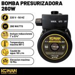 Bomba Presurizadora 260w 1"  Konan  50 L/m 