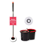 Mopa con Balde Centrifuga Lampazo Trapeador Giratorio 360 Negro/Rojo Waggs