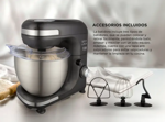 Batidora Planetaria Negra Gadnic 7 Velocidades y Accesorios