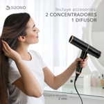 Secador de Pelo Suono Profesional Cabello Frío Calor Autolimpieza
