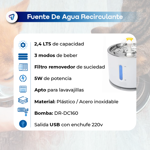 Bebedero Automatico Fuente Dispenser Agua Recirculante 2.4L Mascotas Waggs