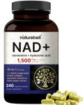 Suplemento NatureBell NAD+ 1500 mg con resveratrol 240 cápsulas
