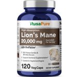 Suplemento NusaPure Lions Mane 20:1 con extracto de 20.000 mg, 120 cápsulas