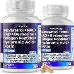 Suplemento Vitamax, resveratrol NAD+, berberina y ácido hialurónico