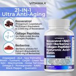 Suplemento Vitamax, resveratrol NAD+, berberina y ácido hialurónico