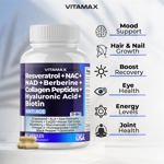 Suplemento Vitamax, resveratrol NAD+, berberina y ácido hialurónico