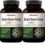 Suplemento NatureBell Berberine 1500 mg 480 cápsulas vegetarianas