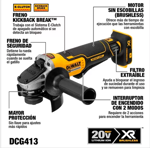 Amoladora Angular Dewalt Dcg413h2 + 2 Bat. Cargador y Bolso