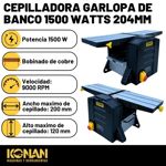 Cepilladora Garlopa De Banco 1500 Watts 204mm Konan