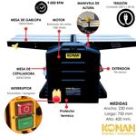 Cepilladora Garlopa De Banco 1500 Watts 204mm Konan