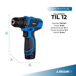 Taladro Atornillador Inalambrico Logus Til-12v-be 12v