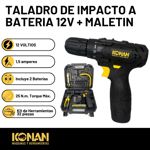 Taladro de Impacto Konan a bateria 12v + maletin 