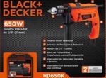 Taladro Percutor Black Decker 650w 13mm Hd650k Con Maleta