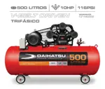 Compresor de aire trifásico Tricilindrico 500 litros 10 HP doble salida DAIHATSU