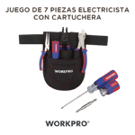 Juego de 7 piezas electricista con cartuchera - WorkPro