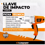 Llave De Impacto 900w Encastre 1/2 Lusqtoff Lil900-8 320nm