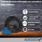 Cadena Moto Reforzada Con Cerradura 200x1000mm Adegso