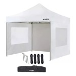 Gazebo 3x3 Autoarmable Waggs Reforzado con Proteccion UV Cerrado con Ventanas Blanco