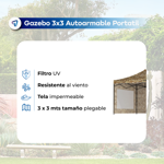 Gazebo 3x3 Autoarmable Waggs Reforzado con Proteccion UV Cerrado con Ventanas Camuflado