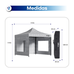 Gazebo 3x3 Autoarmable Waggs Reforzado con Proteccion UV Cerrado con Ventanas Camuflado