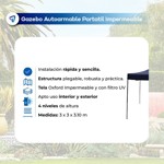 Gazebo 3x3 Autoarmable Waggs Reforzado con Proteccion UV Azul