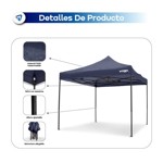 Gazebo 3x3 Autoarmable Waggs Reforzado con Proteccion UV Azul