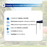 Gazebo 3x3 Autoarmable Waggs Reforzado con Proteccion UV Rojo