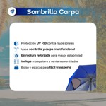 Sombrilla Carpa Reforzada Waggs Azul Playa Aluminizada 2.70 Mts