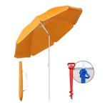 Sombrilla Naranja Con Quiebre Aire Libre Aluminizada Funda 2 Mts + Tirabuzón