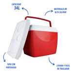 Heladera Conservadora P/Playa Portátil Mor 34L 50 Latas 
