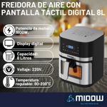 Freidora de aire con pantalla táctil Digital 8L Midow