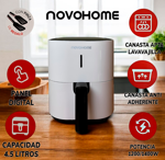 Freidora de Aire Digital Sin Aceite Novohome 4.5L Blanco