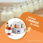 Yogurtera ATMA YM3010 7 Porciones Timer Digital Color Blanco
