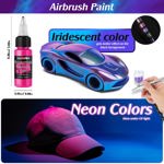 Set de pintura con aerógrafo FansarRiche, 44 colores, 20 ml, con 6 diluyentes
