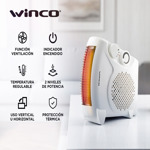 Caloventor Eléctrico Winco W116B con Termostato y Ventilación 2000W