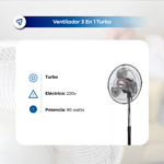 Ventilador de Pie Piso Pared Turbo 18 Pulgadas Waggs 3 Palas Aspas Metalicas