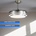 Ventilador Vitta De Techo Retractil C/luz Calida Y Fria 6vel Acero